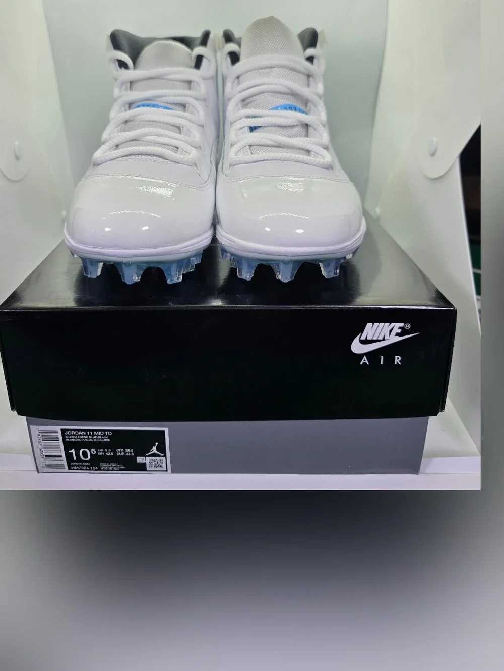 Nike Air Jordan 11 Retro Mid TD Football Cleat White Blue HM7324-104 Men sz 10.5